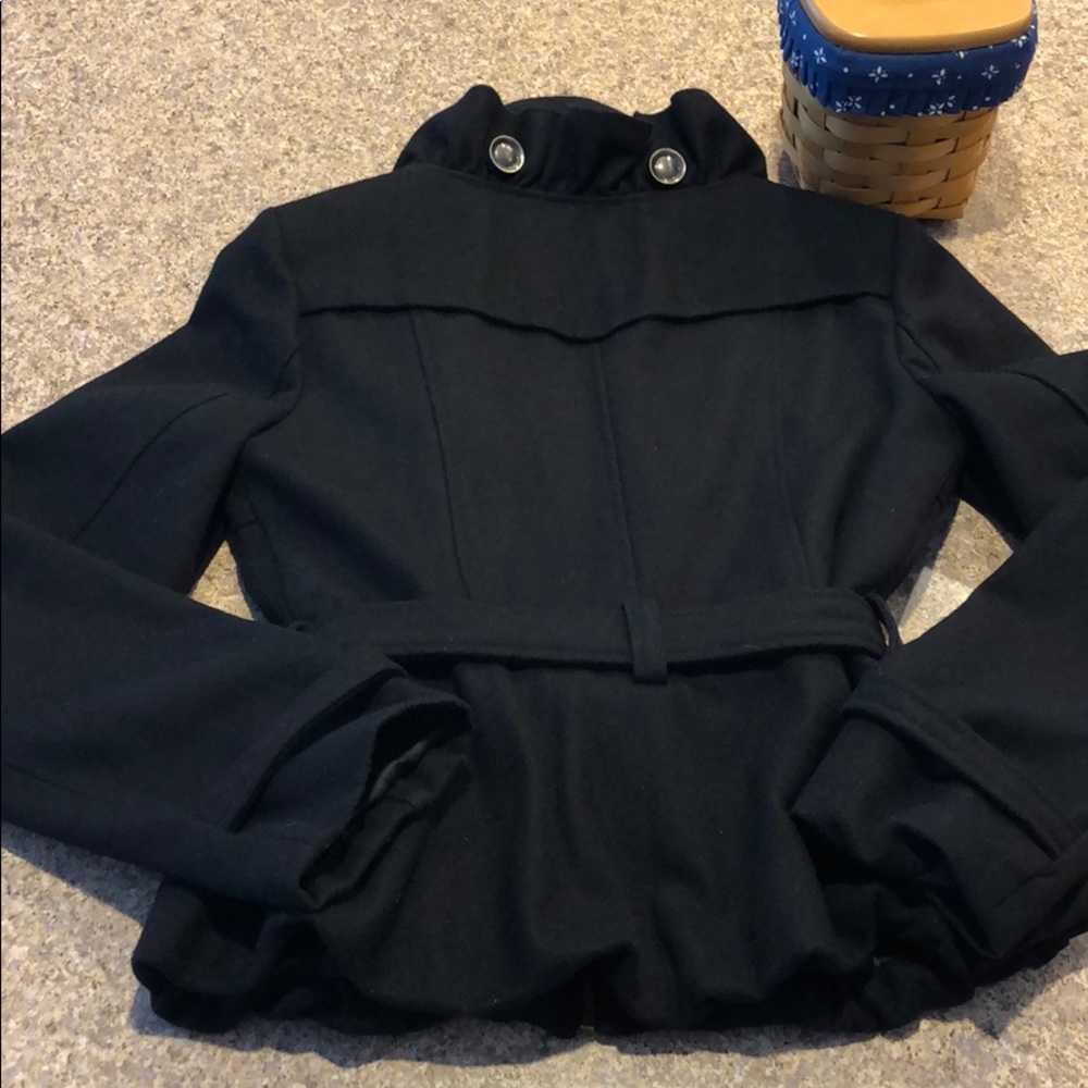 Grass collection black coat with belt Medium Runs Smaller Possibly Juniors Size? - Picture 2 of 8